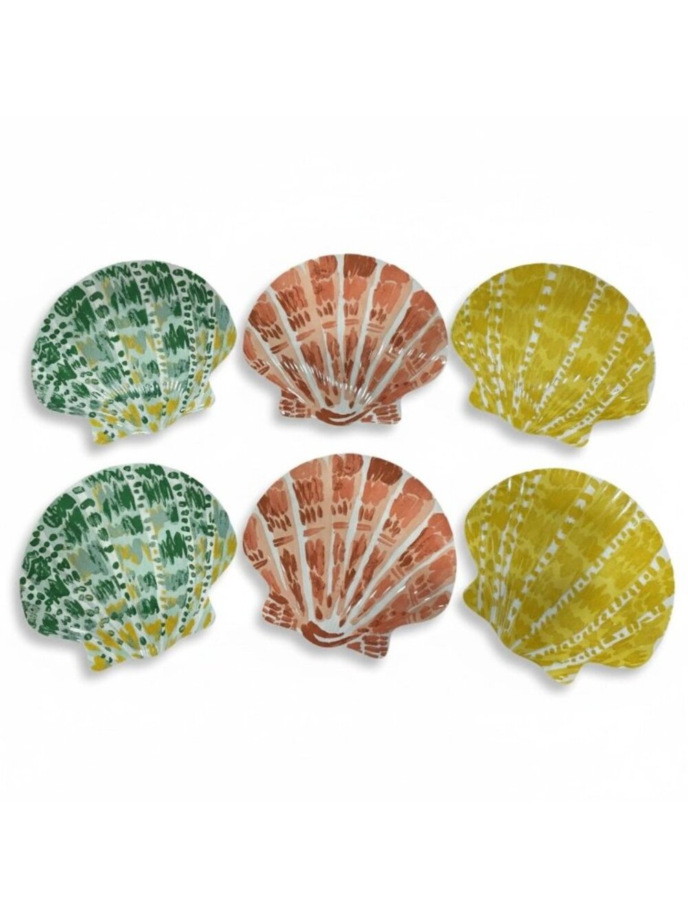 6pk Threshold Appetizer Sea Shell Shaped Plates Various Colors Beach Coastal 8"